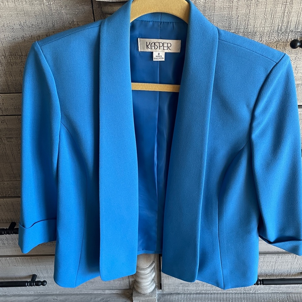 Kasper Women's Bright Blue Cropped Open-Front Blazer